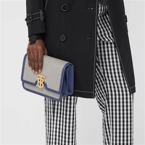 burberry small two-tone canvas and leather tb bag|Burberry tb purse.